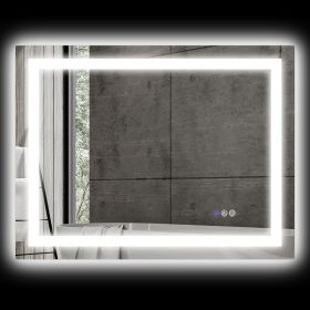 HOMCOM Dimmable Bathroom Mirror with Lights, 32" x 24" Backlit/Front Lit LED Mirror, Anti-Fog, Memory, Infinite Color Temp