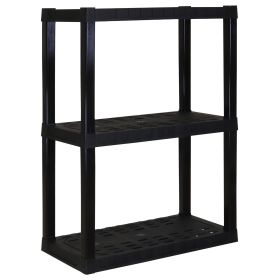 Plastic Shelves Garage Shelf Heavy Duty Shelving Unit 3-Tier 39"H x 14"D x 30"W Black-300 lbs