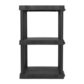 Black Plastic 3-Tier 32" H x 20.07" W x 12" D, 150lb Total Capacity