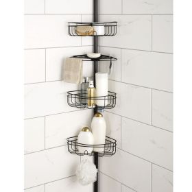 4 Tier Steel Tension Pole Shower Caddy with 3 Baskets & Soap Tray Shelf, Oil-Rubbed Bronze