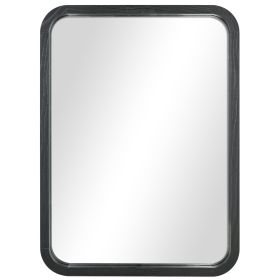 22inx30in Rounded Edge Rectangular Black Finish Wall Mirror