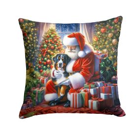 Greater Swiss Mountain Dog and Santa Claus Throw Pillow Machine Washable, Indoor Outdoor Decorative Pillow for Couch, Bed or Patio, 18Hx18W