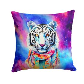 NEW Hippie Animal White Tiger Throw Pillow Machine Washable, Indoor Outdoor Decorative Pillow for Couch, Bed or Patio, 14Hx14W