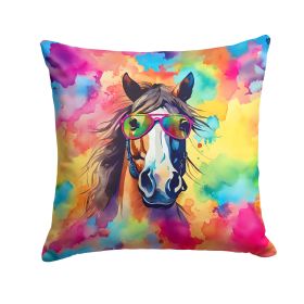 NEW Hippie Animal Horse Throw Pillow Machine Washable, Indoor Outdoor Decorative Pillow for Couch, Bed or Patio, 14Hx14W
