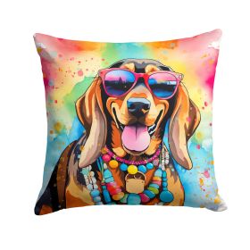 Doberman Pinscher Hippie Dawg Throw Pillow Machine Washable, Indoor Outdoor Decorative Pillow for Couch, Bed or Patio, 14Hx14W