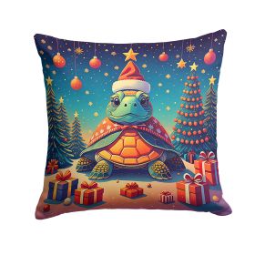 Turtle Christmas Throw Pillow Machine Washable, Indoor Outdoor Decorative Pillow for Couch, Bed or Patio, 14Hx14W