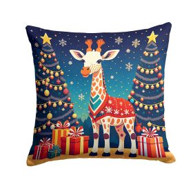 Giraffe Christmas Throw Pillow Machine Washable, Indoor Outdoor Decorative Pillow for Couch, Bed or Patio, 14Hx14W
