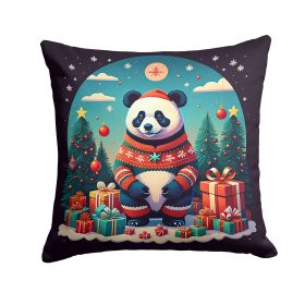 Panda Christmas Throw Pillow Machine Washable, Indoor Outdoor Decorative Pillow for Couch, Bed or Patio, 14Hx14W
