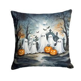 Ghosts Spooky Halloween Throw Pillow Machine Washable, Indoor Outdoor Decorative Pillow for Couch, Bed or Patio, 14Hx14W