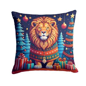 Lion Christmas Throw Pillow Machine Washable, Indoor Outdoor Decorative Pillow for Couch, Bed or Patio, 14Hx14W