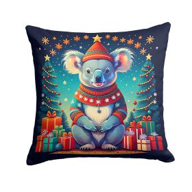 Koala Christmas Throw Pillow Machine Washable, Indoor Outdoor Decorative Pillow for Couch, Bed or Patio, 14Hx14W