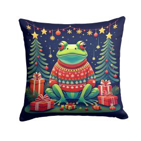 Frog Christmas Throw Pillow Machine Washable, Indoor Outdoor Decorative Pillow for Couch, Bed or Patio, 14Hx14W