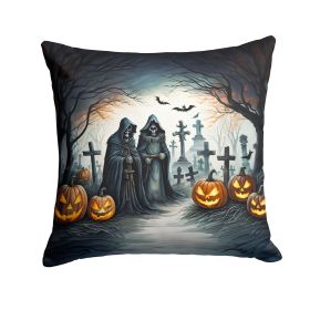 The Grim Reaper Spooky Halloween Throw Pillow Machine Washable, Indoor Outdoor Decorative Pillow for Couch, Bed or Patio, 14Hx14W