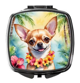 Chihuahua Luau Compact Mirror Decorative Travel Makeup Mirror for Women Girls Gifts Pocket Makeup Mirror Folding Handheld