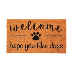 Coir Doormat Front Door Mat with Non Slip PVC Backing Printed Indoor Outdoor Mats for Home & Office Entrance Mats with Hope You Like Dogs Print 3