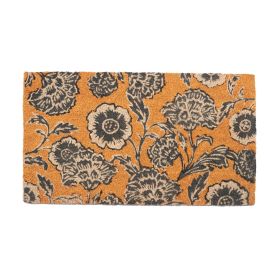 Coir Door Mat Floral Print Entryway Floor Mats with Non Slip PVC Backing Indoor Outdoor Mat for Front Door Decor Welcome Mats with Chelsea Flower