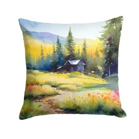 Montana Bitterroot in Watercolor Throw Pillow Machine Washable, Indoor Outdoor Decorative Pillow for Couch, Bed or Patio, 14Hx14W