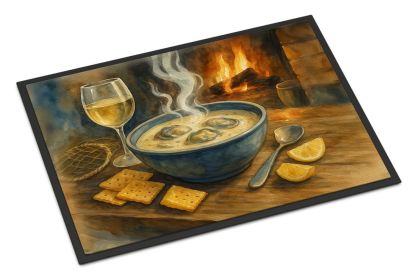 Oyster Stew Doormat Front Door Mat Indoor Outdoor Rugs for Entryway, Non Slip Washable Low Pile, 24H X 36W