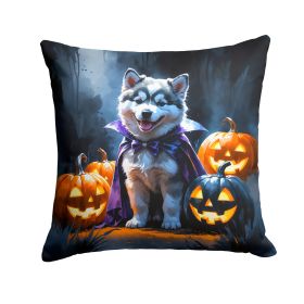 Alaskan Malamute Puppy Halloween Throw Pillow Machine Washable, Indoor Outdoor Decorative Pillow for Couch, Bed or Patio, 14Hx14W