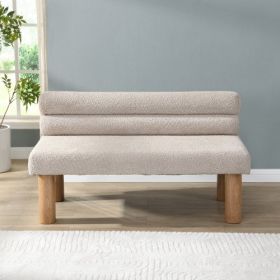 Upholstered Dining Bench, End Of Bed, Entryway Bench, Boucle Ottoman For Dining Room, Bedroom, Living Room, Rubber Wood Leg 330 LBS Support, Ligh (Option: Light Gray)