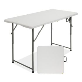 4ft White Foldable Courtyard Plastic Table (Color: White)