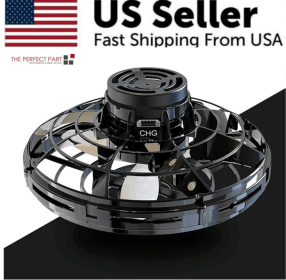 Flying Fidget Spinner Drone Ball UFO Stress Focus Hand Toy LED Kids & Adults (Color: Black)