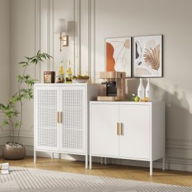 Metal Storage Cabinet With 2 Doors And 2 Adjustable Shelves, Steel Garage Storage Cabinet, Metal File Cabinet For Home Office School Gym, White (Color: White)