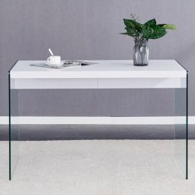 The Top Of The Coffee Table Is Made Of MDF And White Stickers, And The Sides Are Clear Tempered Glass. The Design Is Simple And Elegant, And The (Color: White)