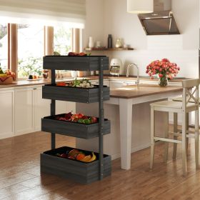 Outdoor Wooden Vertical Garden Planter, 4 Tier Planter Box, Self-Draining For Flowers, Vegetables, Herbs, Gray (Option: Gray)