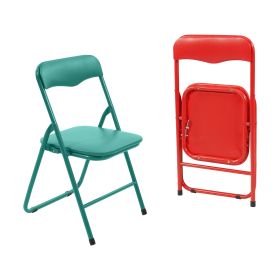 Pack Of 2 Steel Frame Metal Foam Padded Folding Chairs For Kids, Green-Red (Option: Green Red)