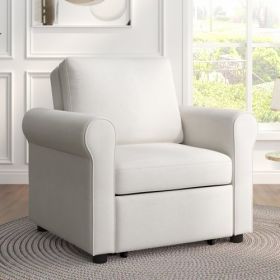 3-in 1 Sofa Bed Chair, Convertible Sleeper Chair Bed,Adjust Backrest Into A Sofa,Lounger Chair,Single Bed,Modern Chair Bed Sleeper For Adults,Cre (Option: Cream)