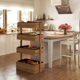 4 Tier Raised Garden Bed, Wooden Planter Box, Self-Draining With Bed Liner For Indoor Outdoor Flowers (Color: Orange)