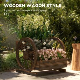 Wooden Wagon Planter Box, 3-Tier Raised Garden Bed, For Vegetables Flowers Herbs (Option: Carbonized)