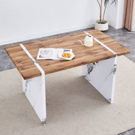 Natural Wood Grain MDF Dining Table   55x31.5 Stable Design.Suitable For Various Modern Home Decor Styles.Splicing Structure Design,Wood Textured (Option: WhiteWood)