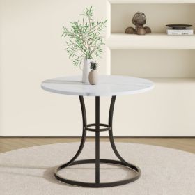 A Modern Minimalist Circular Dining Table With A Diameter Of 33.3 Inches, An Elegant And Practical Choice.White Marble Textured Pattern Desktop, (Option: WhiteBlack)