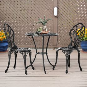 2pcs Single Chairs And 1pc Round Table Tulip Shaped Black Casting Set (Color: Black)