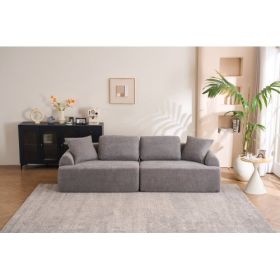 LY-024GY COMPRESSION SOFA  4-seater Combined Sofa, Crochet Yarn Fabric, Full Sponge Compression Sofa,combined Sofa With 4 Pillows For Home Living (Option: Gray)