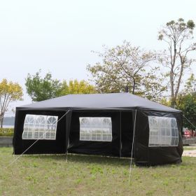 3X6M 6 Sided, With Two Doors And A Black Pergola (Color: Black)