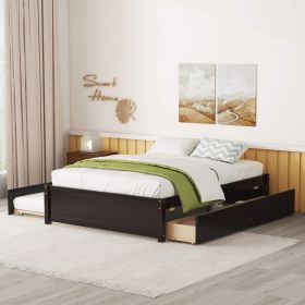 FULL BED WITH TWIN SIZE TRUNDLE AND TWO DRAWERS (Option: Espresso)